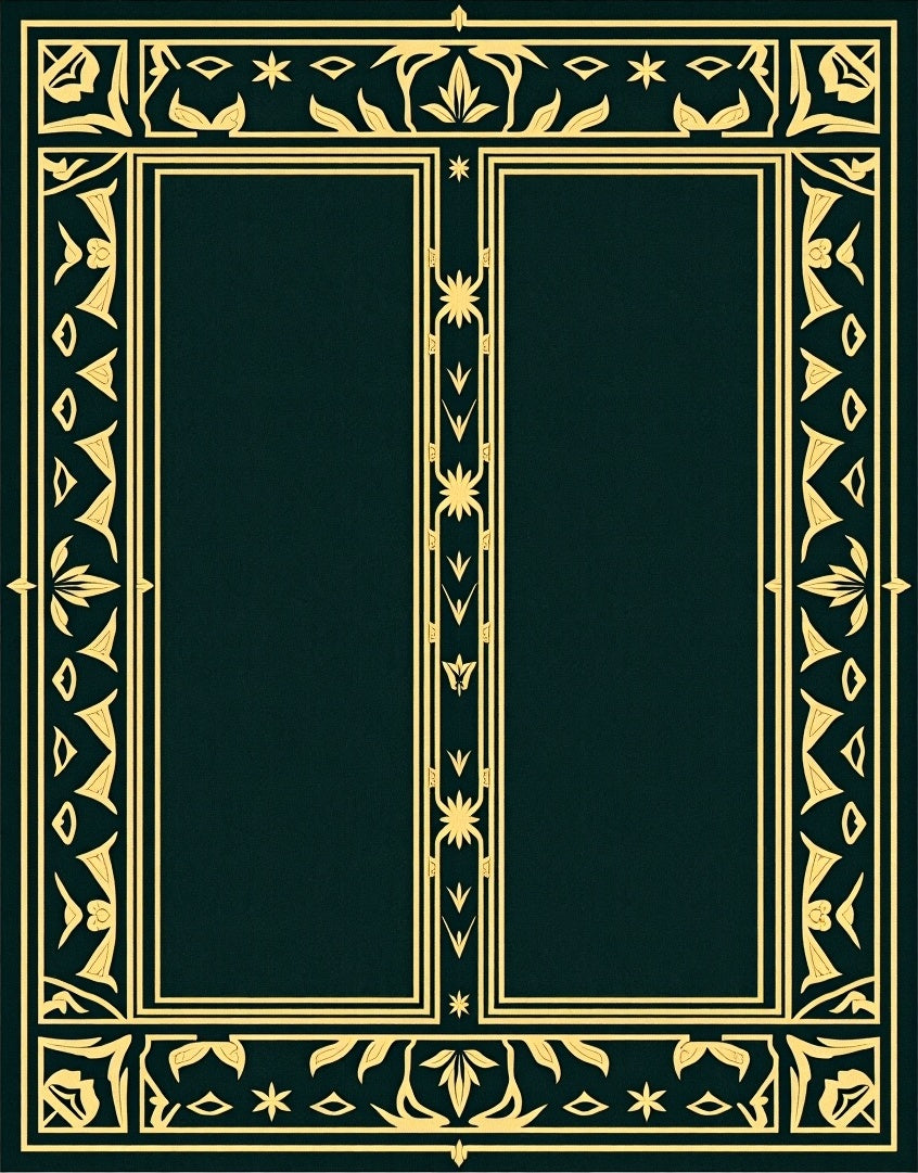 Dark Emerald Gold Ornate Rectangular Rug