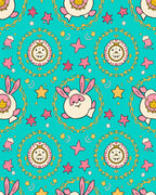Whimsical Pink Rabbit And Lion Medallion Rug