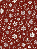 Crimson White Snowflake Botanical Rug