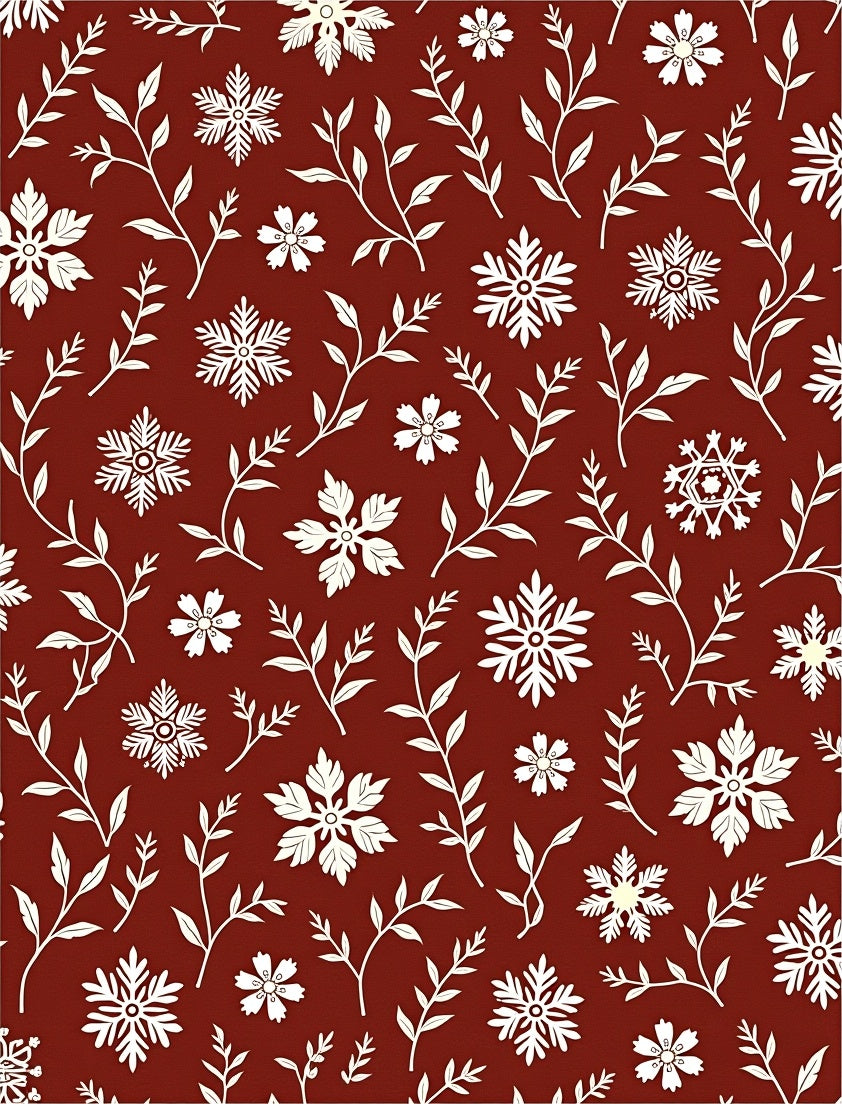 Crimson White Snowflake Botanical Rug