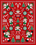 Red Holiday Elves Christmas Trees Candy Canes Rug