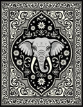Bold Elephant Floral Medallion Tapestry Rug