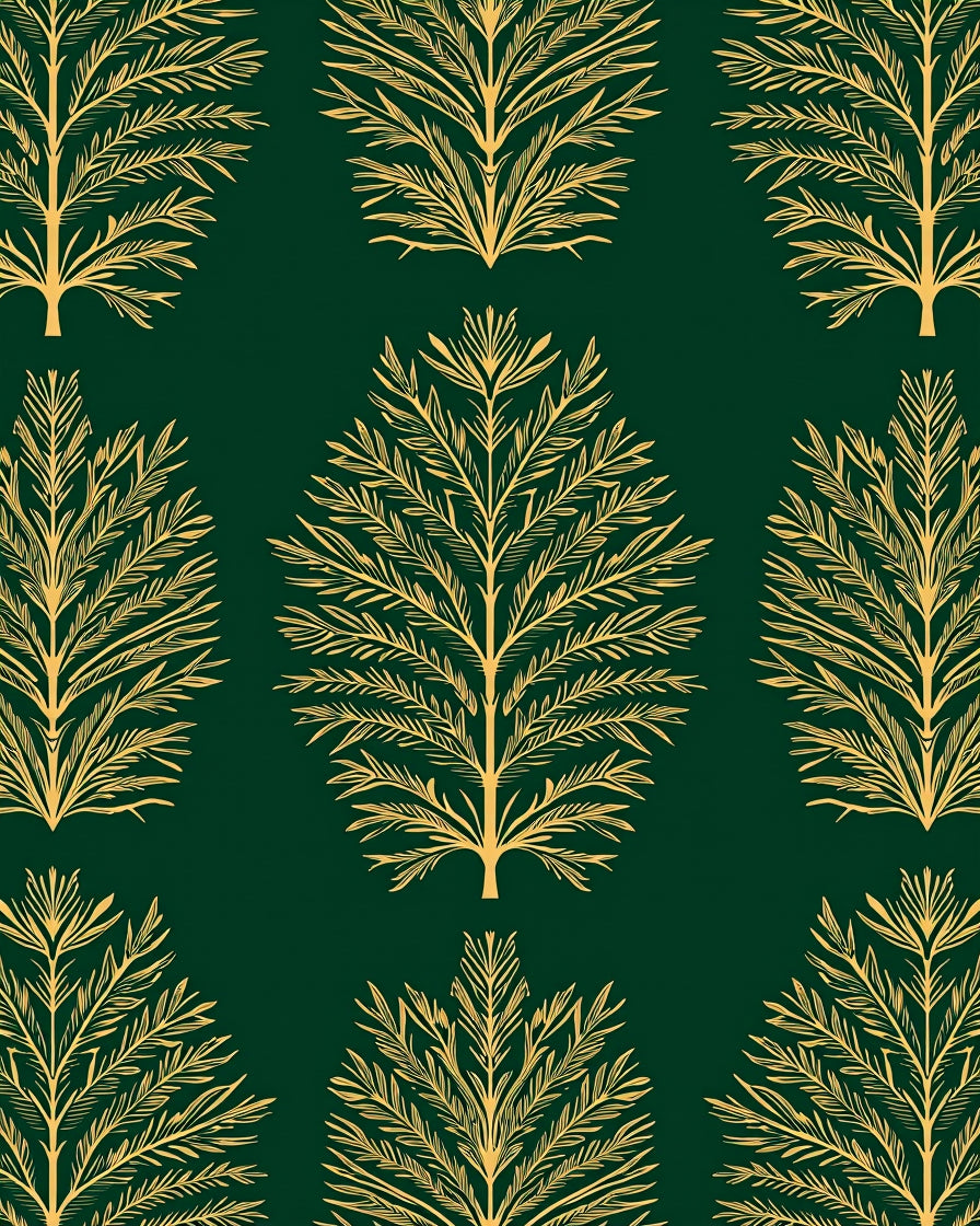 Golden Fern Forest Green Rug