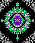Radiant Purple Green Starburst Mandala Rug