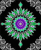 Radiant Purple Green Starburst Mandala Rug