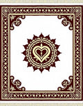 Crimson Heart Medallion Cream Border Rug