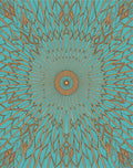 Abstract Teal Golden Sunburst Rug