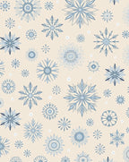 Blue Snowflake Collage Cream Background Rug