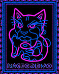 Neon Pink Blue Feline Abstract Border Rug