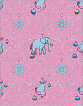 Pink Elephant Snowflake Swirl Garland Rug