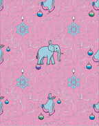 Pink Elephant Snowflake Swirl Garland Rug
