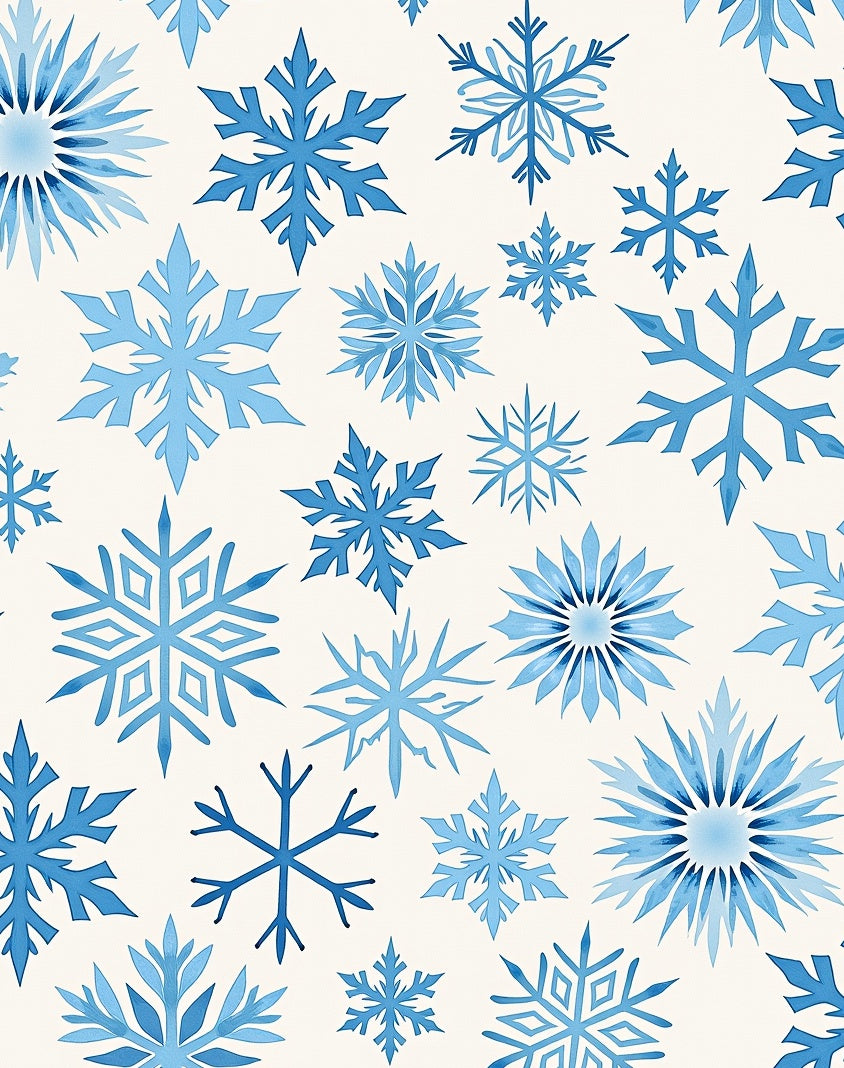 Arctic Blue Snowflake Collage Rug