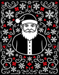 Festive Santa Snowflakes Red Berries Art Rug