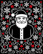 Festive Santa Snowflakes Red Berries Art Rug