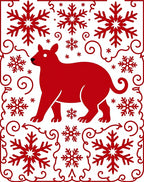 Red Dog Snowflake Scroll Harmony Rug