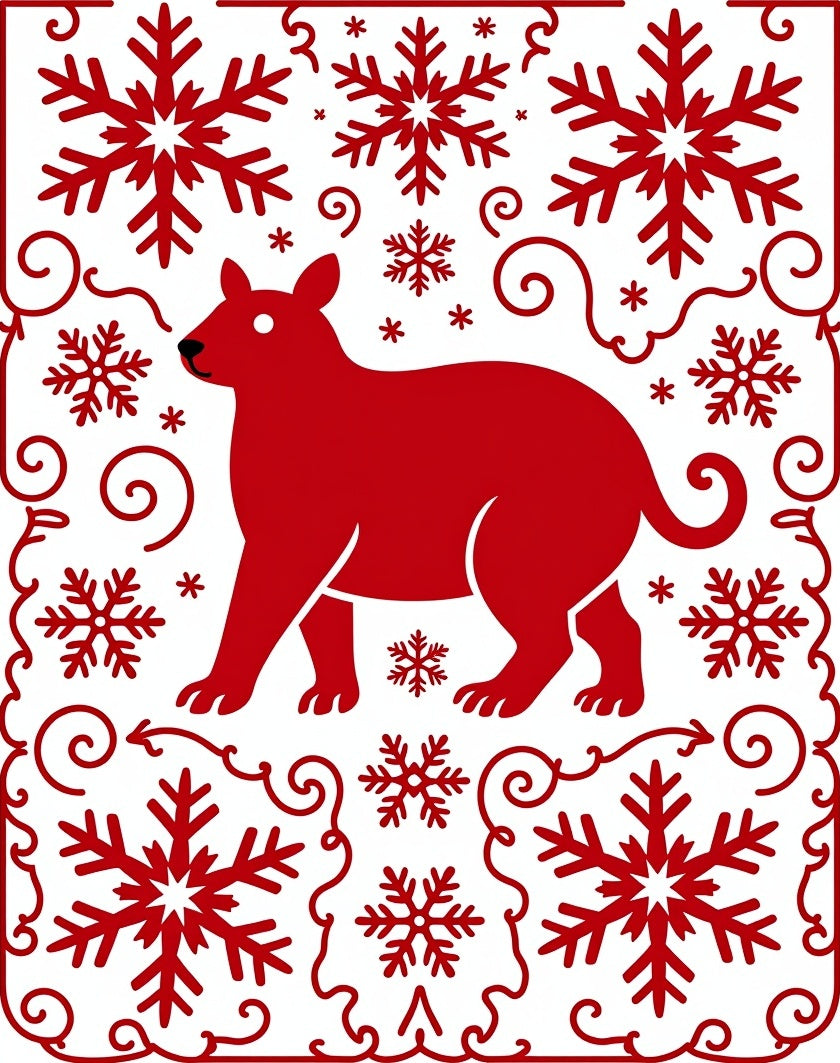Red Dog Snowflake Scroll Harmony Rug