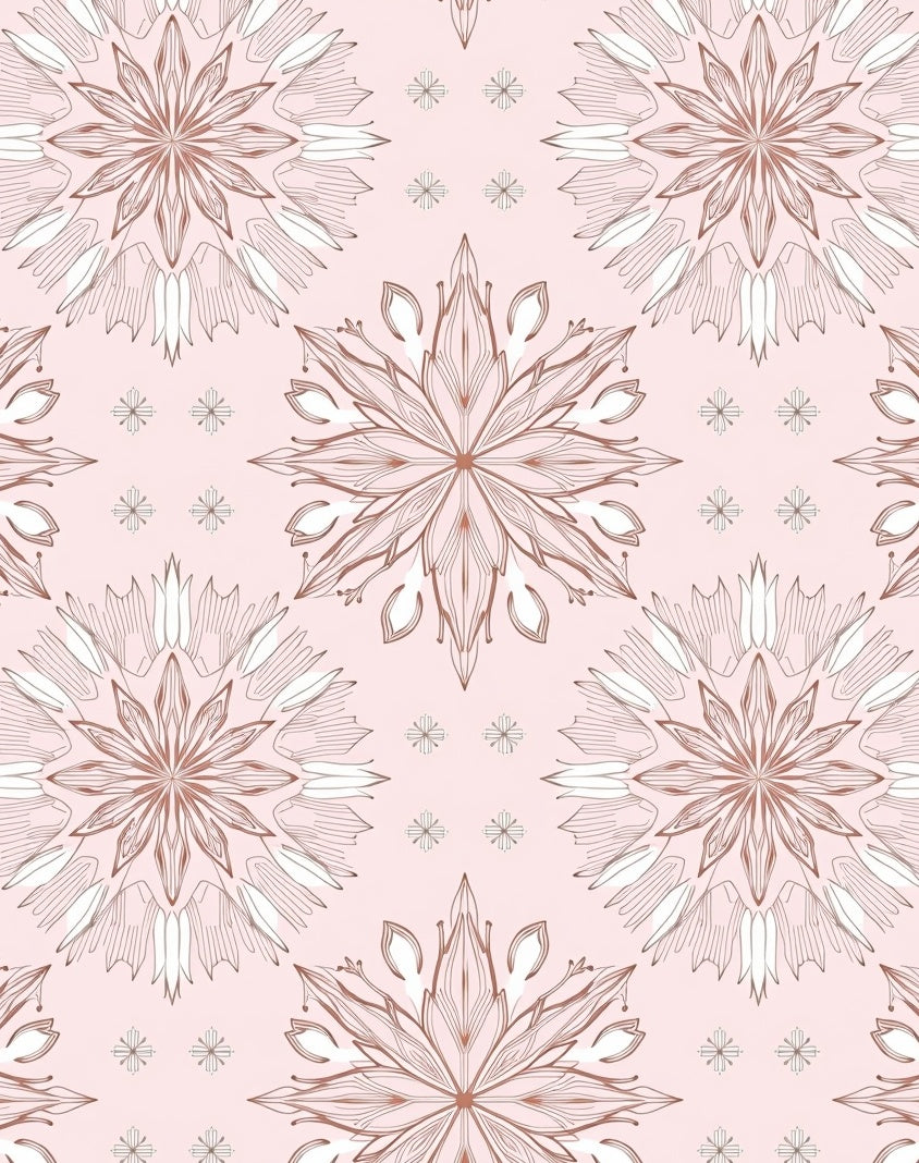 Rose Gold Floral Medallion Background Rug