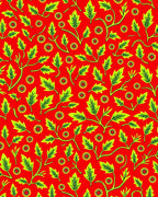 Vibrant Red Green Leaf Floral Rug