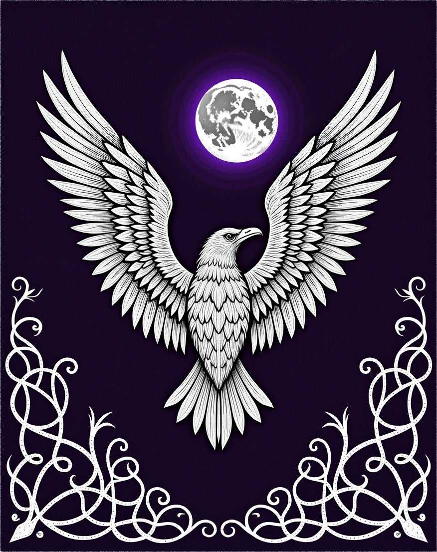 Majestic Eagle Moon Plum Ornament Rug