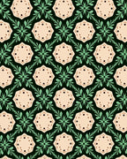 Pale Pink Floral Geometric Green Accents Rug