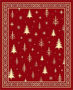 Crimson And Gold Festive Forest Border Rug