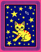 Yellow Cat Among Yellow Stars Rug