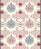 Pink Gray Festive Ornaments Repeating Pattern Rug