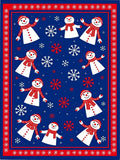 Whimsical Snowmen Red Scarf Navy Rug