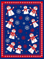 Whimsical Snowmen Red Scarf Navy Rug