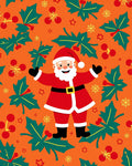 Cheerful Santa Christmas Holly Sprigs Rug
