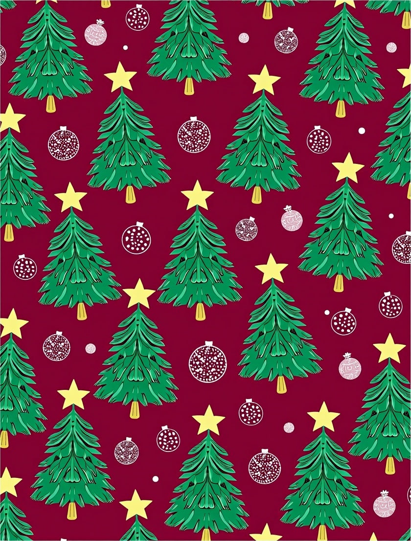 Festive Green Christmas Trees Yellow Stars Rug