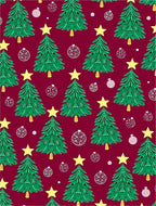 Festive Green Christmas Trees Yellow Stars Rug