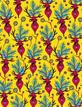 Vibrant Pink Deer Foliage Yellow Rug