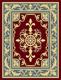 Crimson Golden Baroque Floral Border Rug