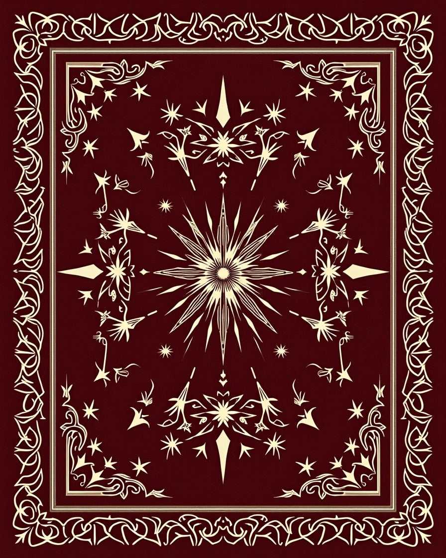 Deep Burgundy Celestial Star Burst Rug