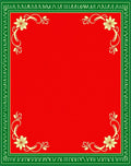 Red Gold Floral Border Frame Rug