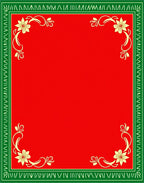 Red Gold Floral Border Frame Rug