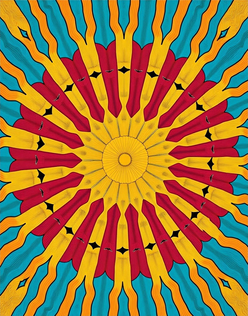 Radiant Sunburst Geometric Mandala Rug