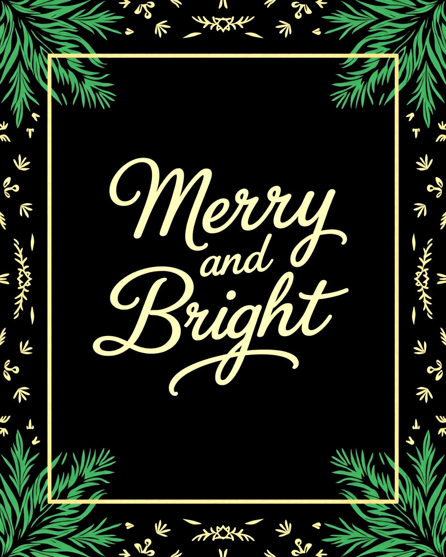 Merry Bright Calligraphy Festive Frame Rug