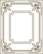 Dark Brown Floral Flourish Classic Frame Rug
