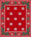 Christmas Red Snowflake Holly Border Rug