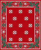Christmas Red Snowflake Holly Border Rug