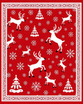 White Reindeer Snowflakes Christmas Border Rug