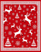 White Reindeer Snowflakes Christmas Border Rug