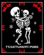 Dancing Skeletons Red Snowflakes Rug