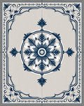 Navy Blue Floral Medallion Beige Rug