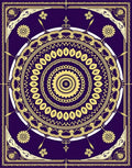 Deep Violet Golden Mandala Floral Rug