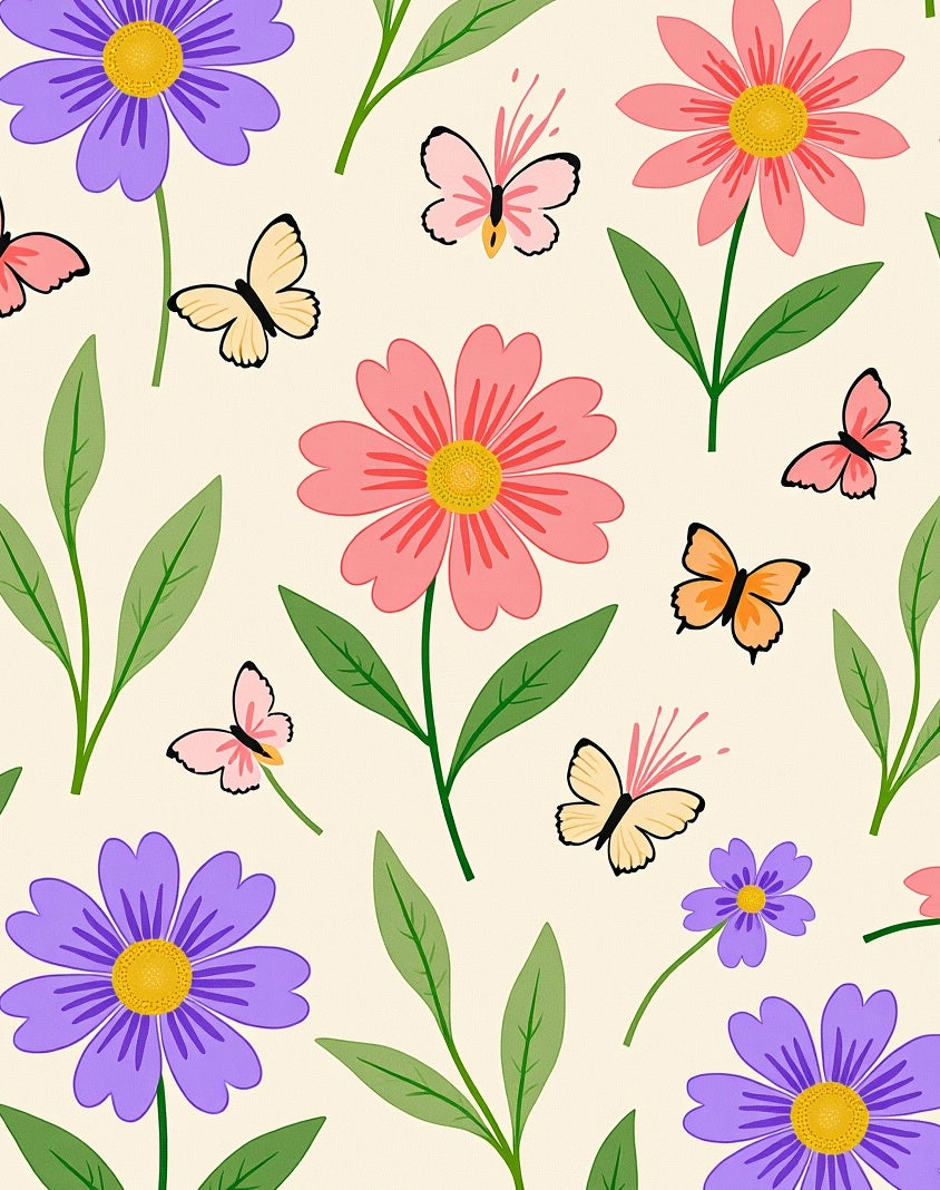 Vibrant Floral Butterfly Field Panorama Rug
