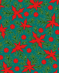 Crimson Poinsettia Pinecone Scatter Rug