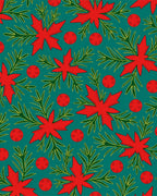 Crimson Poinsettia Pinecone Scatter Rug